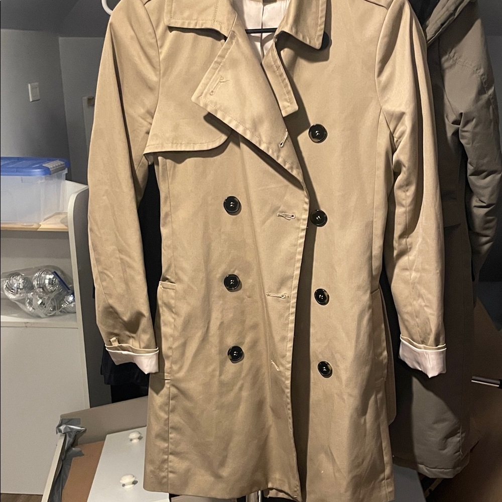 H&M Classic Tan Double-Breasted Trench Coat